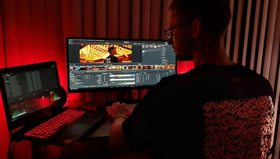 video editor working on timeline