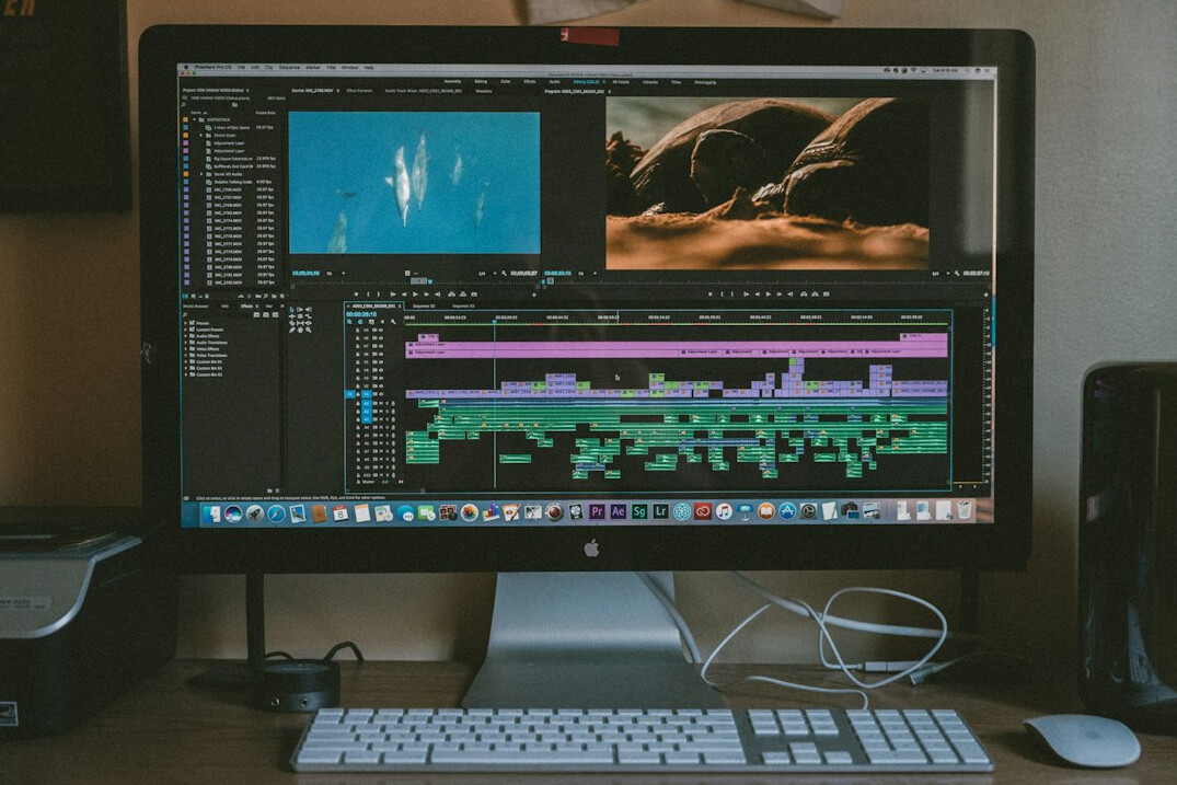 professional video editor at work
